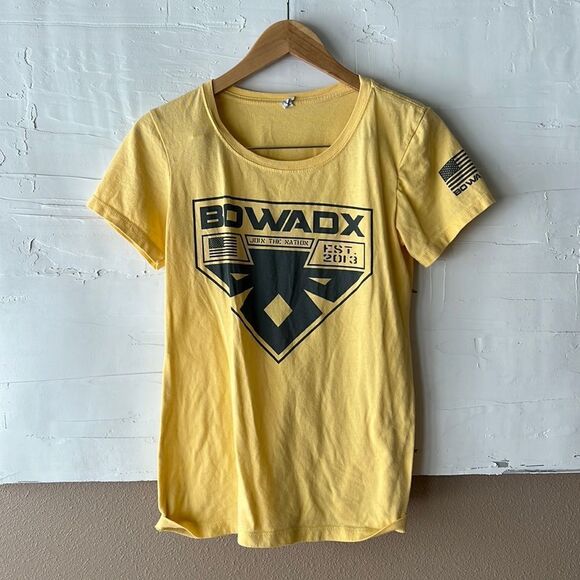 Women’s tactical T-shirt size large yellow short sleeve BOWADX - Picture 1 of 3